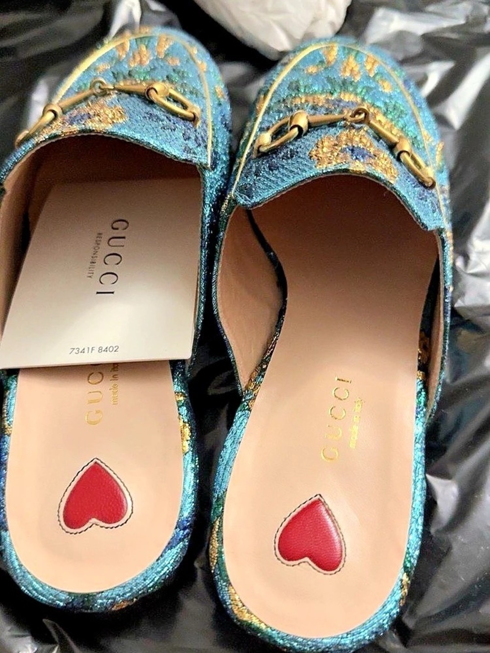 Gucci GG Marmont heart loafers Blue & Gold US 8